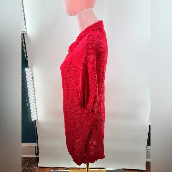 EUC Ezapine Red Crochet Coverup - Picture 8 of 11